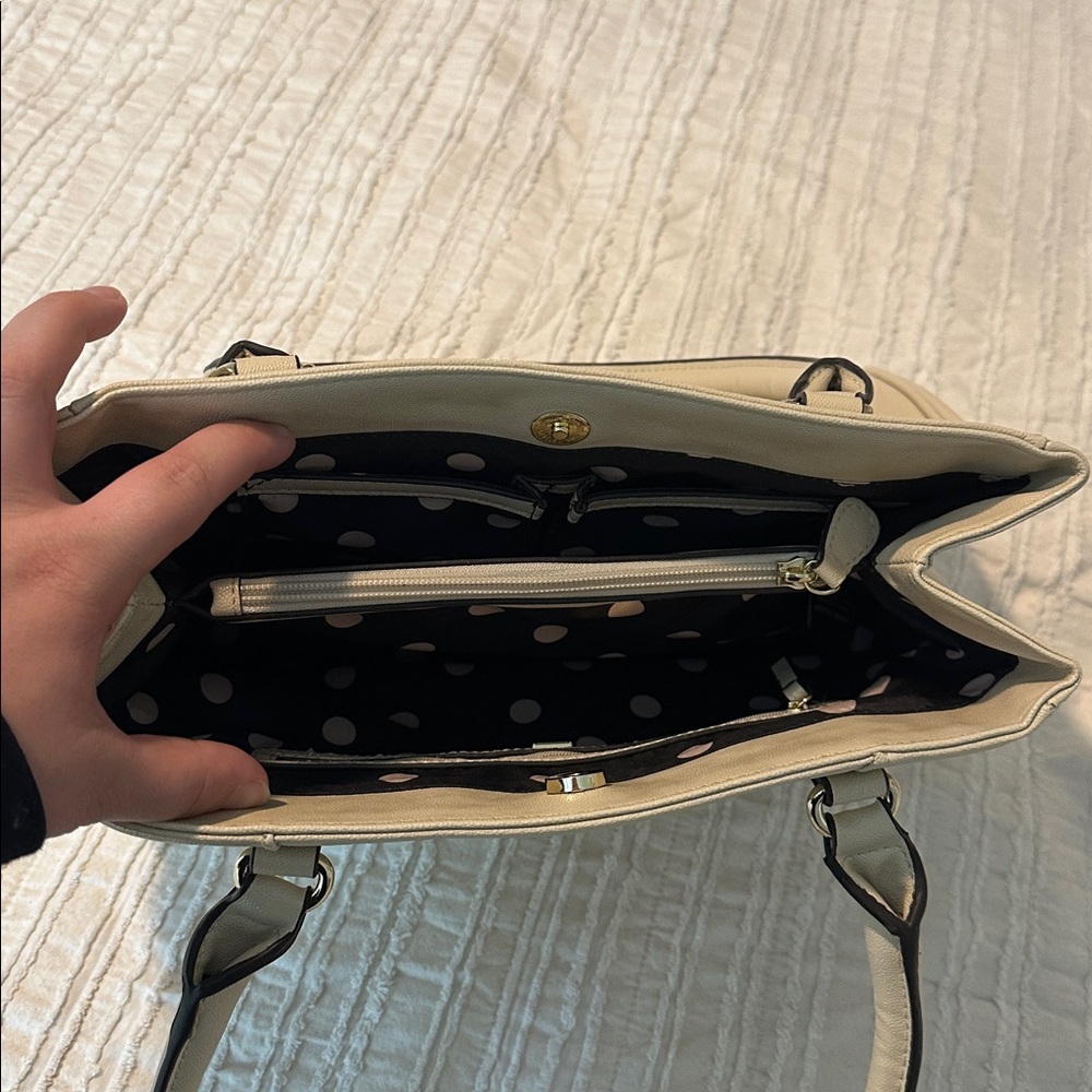 Anne Klein Ivory Shoulder Purse with Gold Details - Picture 4 of 7